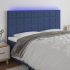 Cabeceira de cama c/ luzes LED tecido 200x5x118/128 cm azul 1