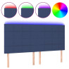 Cabecero con luces LED tela azul 200x5x118/128 cm 2
