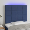 Cabeceira cama c/ LED tecido 100x5x118/128 cm azul 1