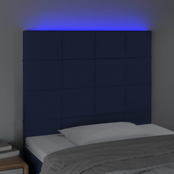 Cabeceira cama c/ LED tecido 100x5x118/128 cm azul M 3