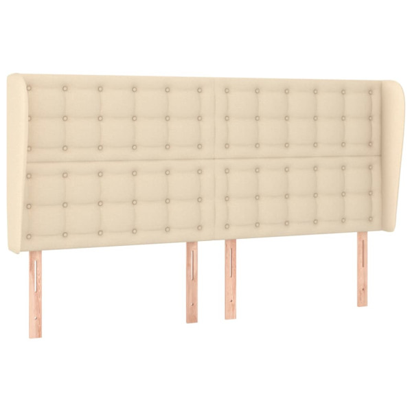Cabecero con orejas de tela color crema 183x23x118/128 cm M 2