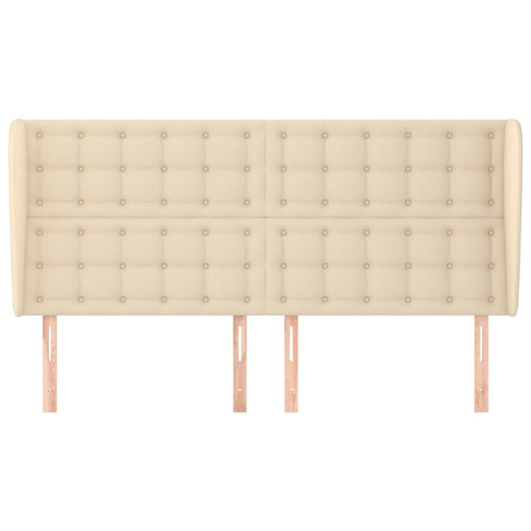 Cabecero con orejas de tela color crema 183x23x118/128 cm M 3