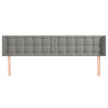 Cabeceira de cama c/ abas veludo 203x16x78/88 cm cinzento-claro 3