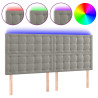 Cabeceira cama c/ luzes LED veludo 200x5x118/128cm cinza-claro 2