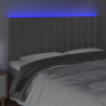Cabeceira cama c/ luzes LED veludo 200x5x118/128cm cinza-claro 3