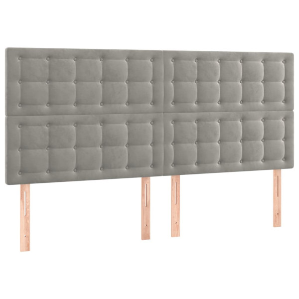Cabecero con luces LED terciopelo gris claro 200x5x118/128 cm M 4