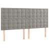 Cabecero con luces LED terciopelo gris claro 200x5x118/128 cm 4
