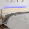 Cabeceira de cama c/ luzes LED tecido 180x5x78/88 cm cor creme 1