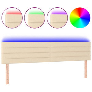 Cabecero con LED de tela color crema 180x5x78/88 cm H