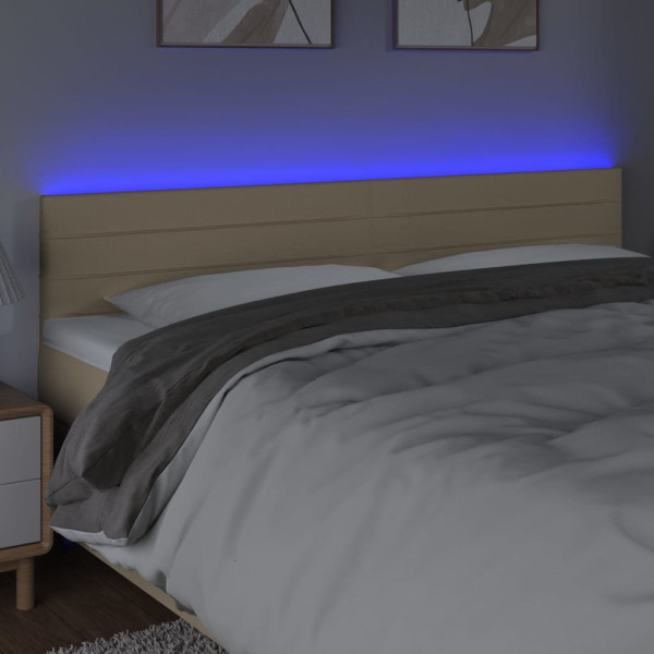 Cabecero con LED de tela color crema 180x5x78/88 cm M 3