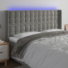 Cabecero con LED de terciopelo gris claro 203x16x118/128 cm 1