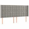 Cabeceira cama c/ luzes LED veludo 203x16x118/128cm cinza-claro 3