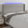 Cabecero con LED de tela gris claro 183x16x118/128 cm 1