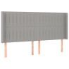 Cabeceira cama c/ luzes LED tecido 183x16x118/128cm cinza-claro 3