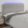 Cabeceira cama c/ luzes LED tecido 180x5x118/128cm cinza-claro 1