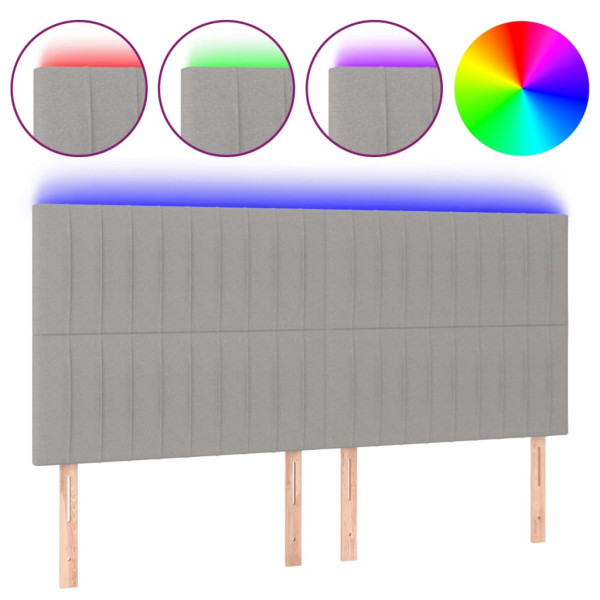 Cabecero con luces LED tela gris claro 180x5x118/128 cm M 2