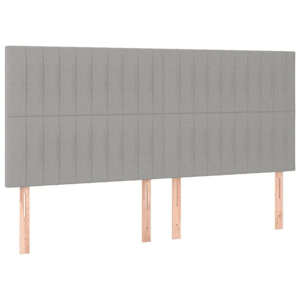 Cabeceira cama c/ luzes LED tecido 180x5x118/128cm cinza-claro M 4