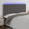 Cabecero con luces LED cuero sintético gris 180x5x118/128 cm 1