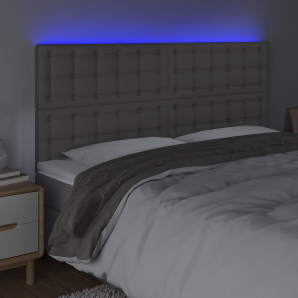 Cabecero con luces LED cuero sintético gris 180x5x118/128 cm M 3