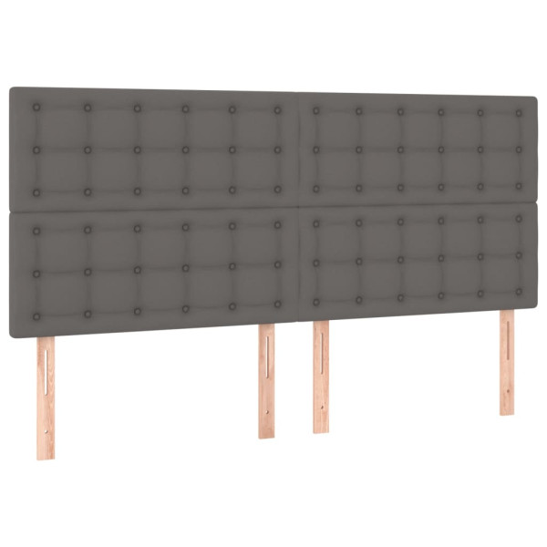 Cabeceira cama c/ LED 180x5x118/88cm couro artificial cinzento M 4