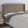 Cabeceira cama c/ LED tecido 183x16x118/128cm cinza-acastanhado 1