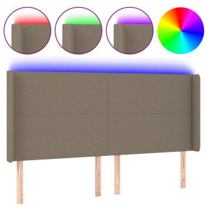 Cabecero con LED de tela gris taupe 183x16x118/128 cm H