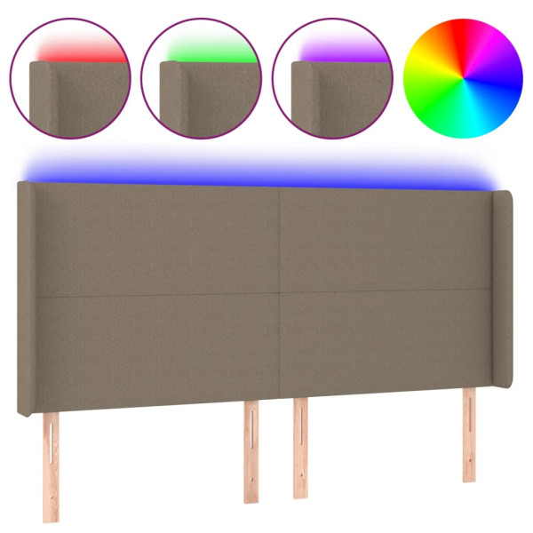 Cabecero con LED de tela gris taupe 183x16x118/128 cm M 2