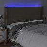 Cabeceira cama c/ LED tecido 183x16x118/128cm cinza-acastanhado 4