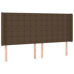 Cabecero con orejas de tela marrón oscuro 163x16x118/128 cm H