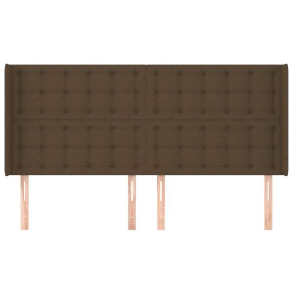 Cabecero con orejas de tela marrón oscuro 163x16x118/128 cm M 3