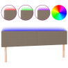 Cabeceira cama luzes LED tecido 180x5x78/88cm cinza-acastanhado 2