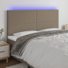 Cabeceira cama c/ LED tecido 180x5x118/128 cm cinza-acastanhado 1