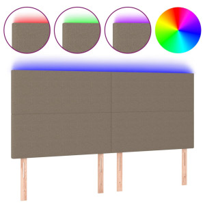 Cabecero con luces LED tela gris taupe 180x5x118/128 cm H