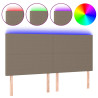 Cabecero con luces LED tela gris taupe 180x5x118/128 cm 2