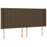 Cabeceira de cama c/ luzes LED tecido 163x16x118/128cm castanho 3