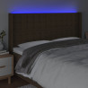 Cabecero con LED de tela marrón oscuro 163x16x118/128 cm 4