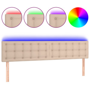 Cabecero con LED cuero sintético color capuchino 160x5x78/88 cm H