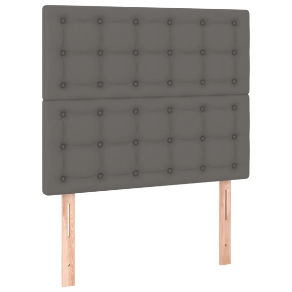 Cabecero con luces LED cuero sintético gris 90x5x118/128 cm M 4