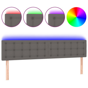 Cabecero con LED cuero sintético gris 180x5x78/88 cm H