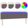 Cabecero con LED cuero sintético gris 180x5x78/88 cm 2