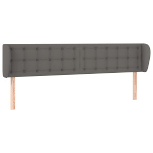 Cabeceira de cama c/ abas couro artificial 183x23x78/88cm cinza H