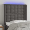 Cabecero con LED cuero sintético gris 93x16x118/128cm 1