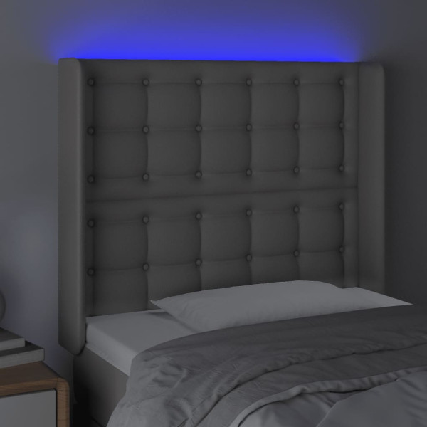 Cabecero con LED cuero sintético gris 93x16x118/128cm M 4