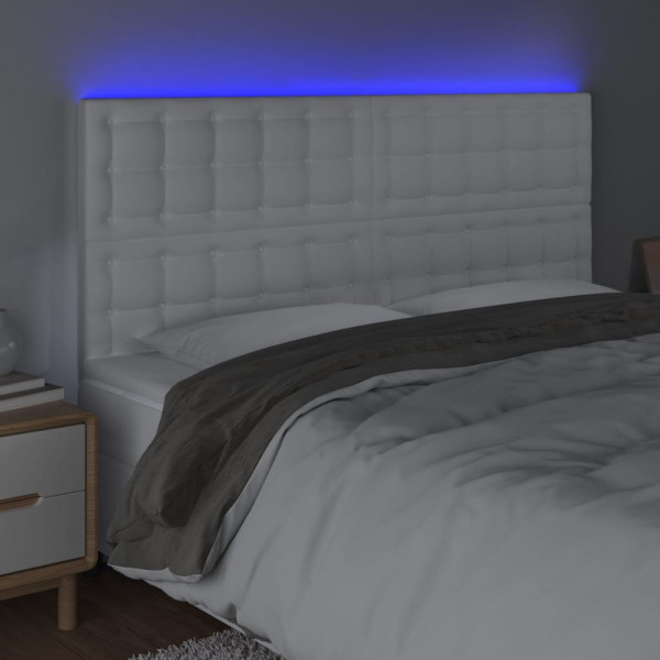 Cabecero con luces LED cuero sintético blanco 160x5x118/128 cm M 3