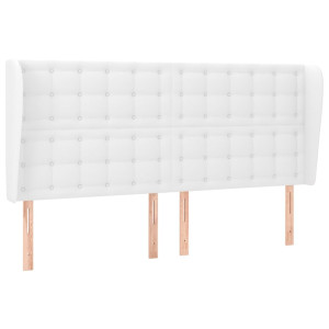 Cabecero con orejas de cuero sintético blanco 163x23x118/128 cm H