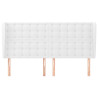 Cabecero con orejas de cuero sintético blanco 163x23x118/128 cm 3