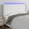 Cabecero con LED cuero sintético blanco 163x16x118/128 cm 1