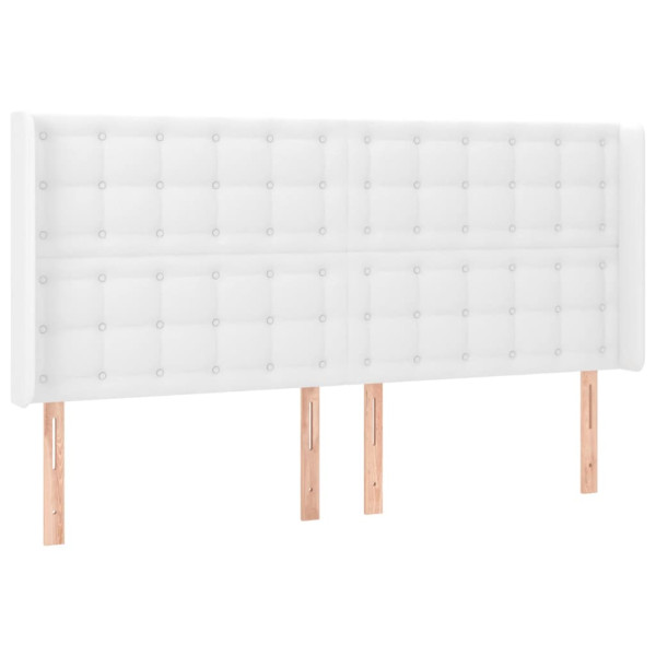 Cabeceira cama c/ LED couro artificial 163x16x118/128 cm branco M 3