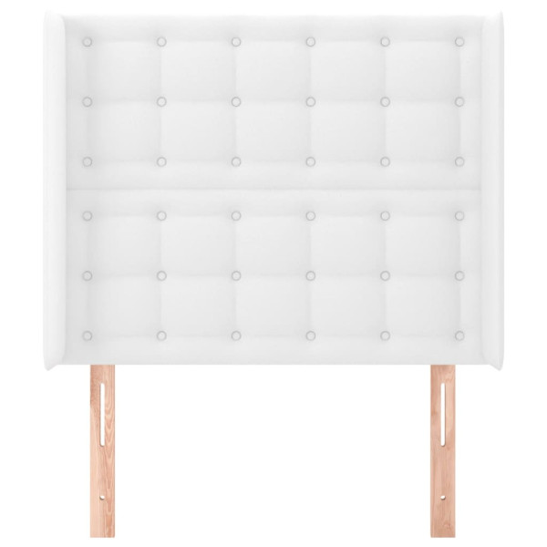 Cabecero con orejas de cuero sintético blanco 83x16x118/128 cm M 3