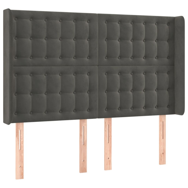 Cabecero con orejas de terciopelo gris oscuro 147x16x118/128 cm M 2